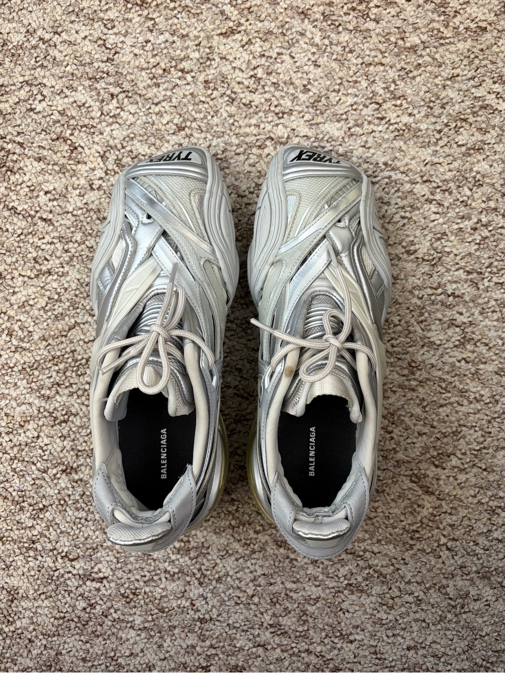 Balenciaga Tyrex Sport Sneaker, Silver, size 38